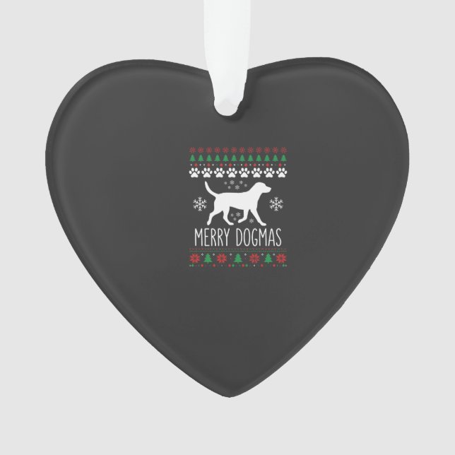 Merry Dogmas Christmas Dog Vector Ornament (Front)