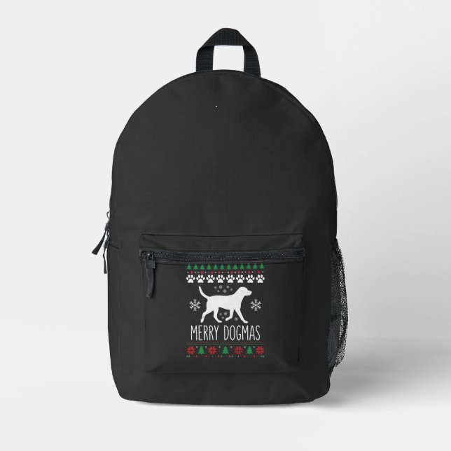 Merry Dogmas Christmas Dog Vector Printed Backpack (Front)
