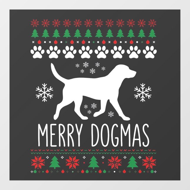 Merry Dogmas Christmas Dog Vector Window Cling (Sheet)