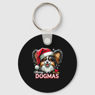 Merry Dogmas Christmas Pallon Dog Santa Hat Xmas C Key Ring