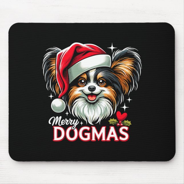 Merry Dogmas Christmas Pallon Dog Santa Hat Xmas C Mouse Mat (Front)