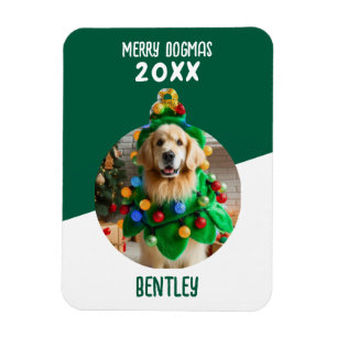 Merry Dogmas Custom Dog Photo Christmas Keepsake Magnet