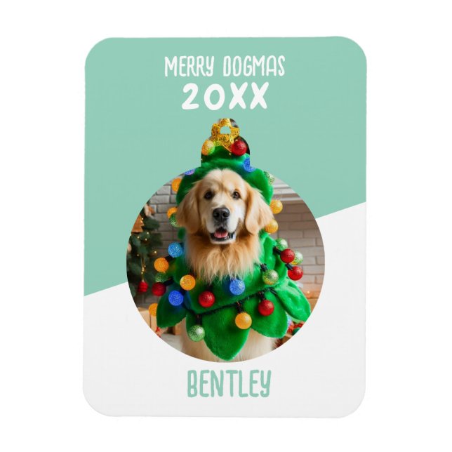 Merry Dogmas Custom Dog Photo Christmas Keepsake  Magnet (Vertical)