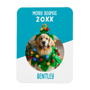 Merry Dogmas Custom Dog Photo Christmas Keepsake Magnet