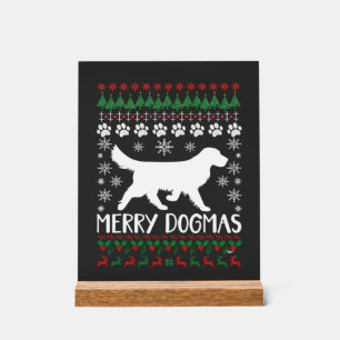 Merry Dogmas Dog Snowflake Ugly Christmas Sweater Acrylic Sign