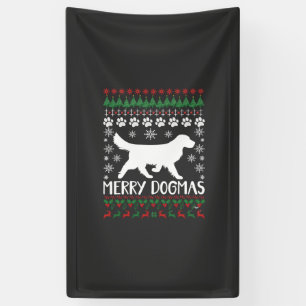 Merry Dogmas Dog Snowflake Ugly Christmas Sweater Banner