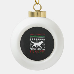 Merry Dogmas Dog Snowflake Ugly Christmas Sweater Ceramic Ball Christmas Ornament