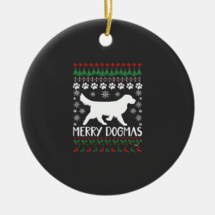 Merry Dogmas Dog Snowflake Ugly Christmas Sweater Ceramic Tree Decoration