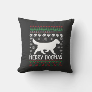 Merry Dogmas Dog Snowflake Ugly Christmas Sweater Cushion
