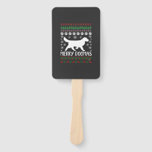 Merry Dogmas Dog Snowflake Ugly Christmas Sweater Hand Fan