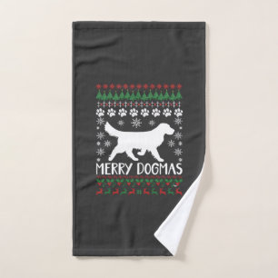 Merry Dogmas Dog Snowflake Ugly Christmas Sweater Hand Towel