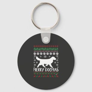 Merry Dogmas Dog Snowflake Ugly Christmas Sweater Key Ring