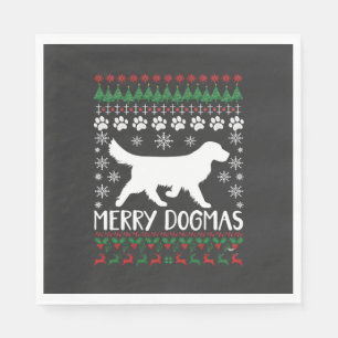 Merry Dogmas Dog Snowflake Ugly Christmas Sweater Napkin