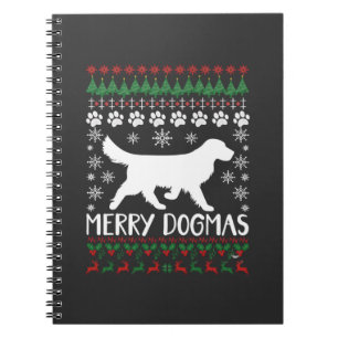 Merry Dogmas Dog Snowflake Ugly Christmas Sweater Notebook