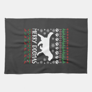 Merry Dogmas Dog Snowflake Ugly Christmas Sweater Tea Towel