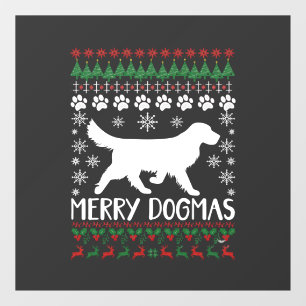 Merry Dogmas Dog Snowflake Ugly Christmas Sweater Window Cling