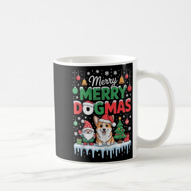 Merry Dogmas Funny Dog Santa Hat Christmas Xmas  Coffee Mug (Right)