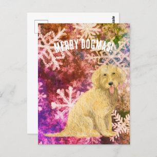 Merry Dogmas Golden Doodle  Postcard