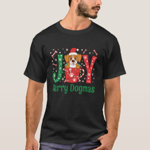 Merry Dogmas Joy Cute Puppy Santa Hat Coffee Dog C T-Shirt