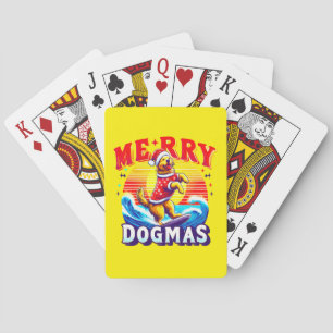 Merry Dogmas: Retriever Dog Surfing on Ocean Playing Cards