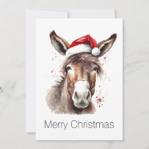 Merry Donkey Western Christmas Greetings Holiday Card