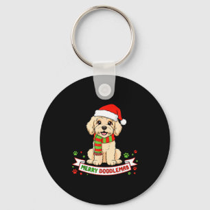 Merry Doodlemas Goldendoodle Christmas Doodle Dog  Key Ring