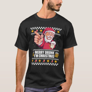 MERRY DRUNK I M CHRISTMAS Funny Santa Ugly Xmas Sw T-Shirt