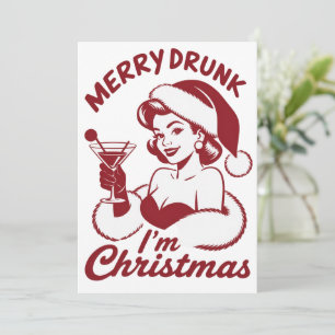 Merry Drunk I'm Christmas Cocktail Snarky Drinking Holiday Card