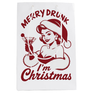 Merry Drunk I'm Christmas Cocktail Snarky Drinking Medium Gift Bag