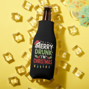 Merry Drunk I'm Christmas Funny Santa Joke Drinkin Bottle Cooler