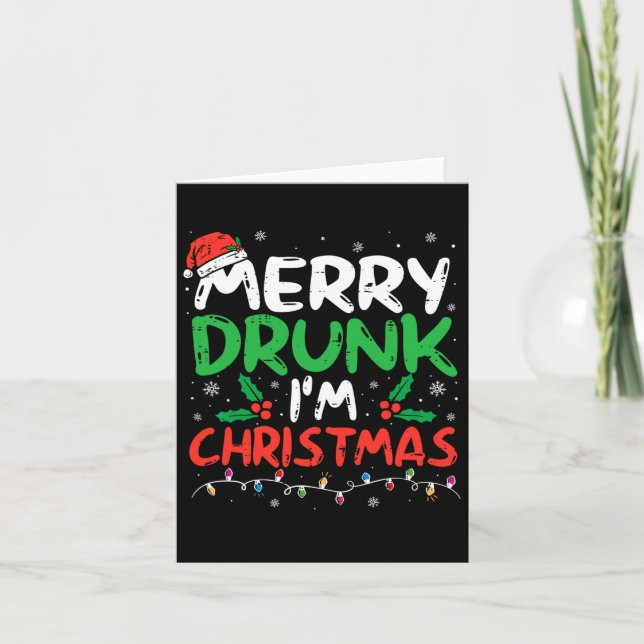 Merry Drunk I'm Christmas Funny Santa Joke Xmas Dr Card (Front)