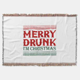 Merry Drunk I'm Christmas Gift Idea For Christmas Throw Blanket