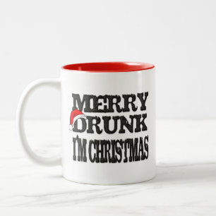 Merry Drunk I'M Christmas, Hilarious Holiday Gift Two-Tone Coffee Mug