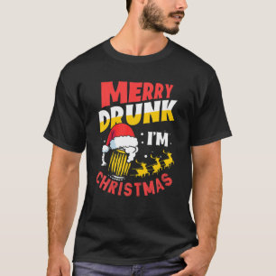 Merry Drunk I'm Christmas Santa Claus Beer Drinkin T-Shirt
