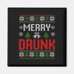 Merry Drunk We're Christmas Matching Ugly Christma Magnet