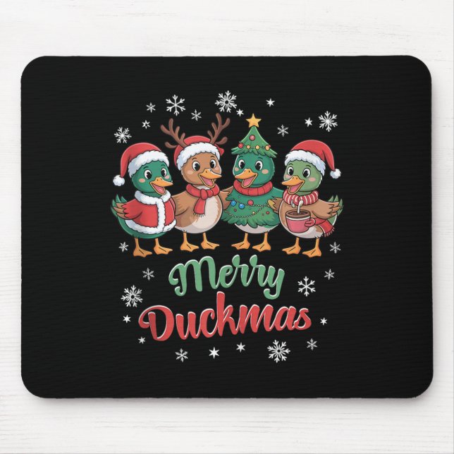 Merry Duckmas – Funny Christmas Ducks Holiday Desi Mouse Mat (Front)