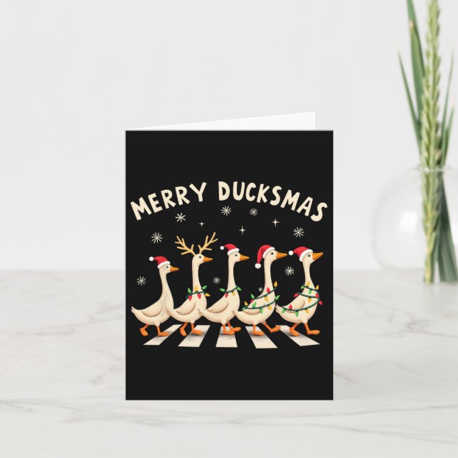 Merry Duckmas Funny Duck Christmas Santa Hat Xmas  Card (Front)