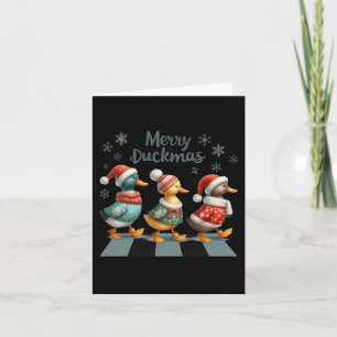 Merry Duckmas Funny Duck Lovers Santa Hat Lights C Card