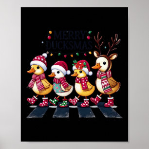 Merry Duckmas Funny Duck Lovers Santa Hat Lights C Poster