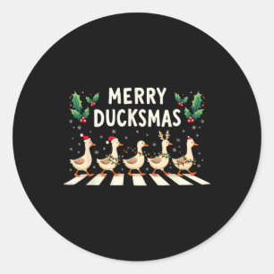 Merry Duckmas Santa Hat Xmas Duck Lover Funny Duck Classic Round Sticker
