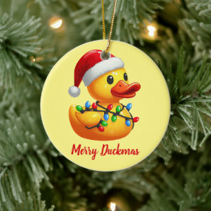 Merry Duckmas, Santa Rubber Duck Christmas Ceramic Tree Decoration