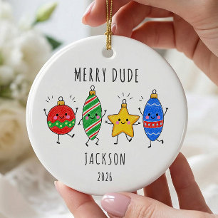 Merry Dude Personalised Boy Ornament