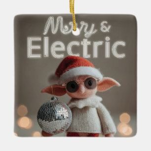 MERRY & ELECTRIC: Whimsical Christmas Elf Doll Ceramic Ornament