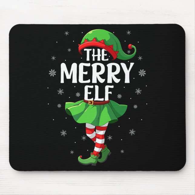 Merry Elf Christmas Girls Women Elf Squad Xmas Fam Mouse Mat (Front)