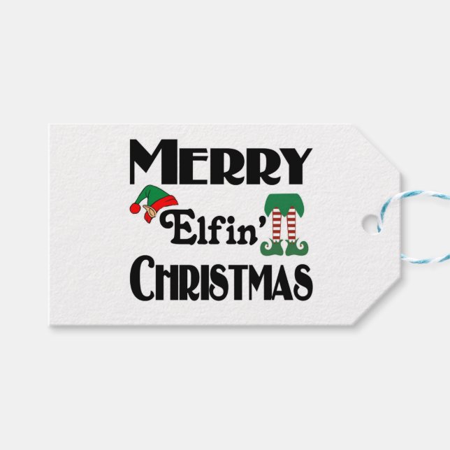 Merry Elfin' Christmas Gift Tags (Front (Horizontal))
