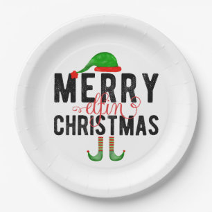 Merry Elfin Christmas Paper Plate