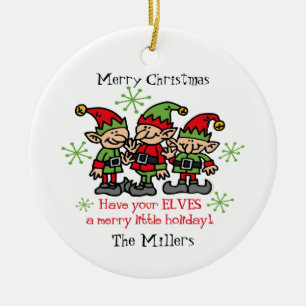 Merry Elves Personalised Ornament