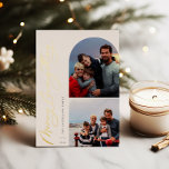 Merry Everything 2 Photo Family Foil Holiday Card<br><div class="desc">Merry Everything,  arch and square frame 2 photo foil holiday card. Features,  solid red colour backing.</div>