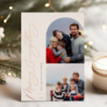 Merry Everything 2 Photo Family Foil Holiday Card<br><div class="desc">Merry Everything,  arch and square frame 2 photo foil holiday card. Features,  solid green colour backing.</div>