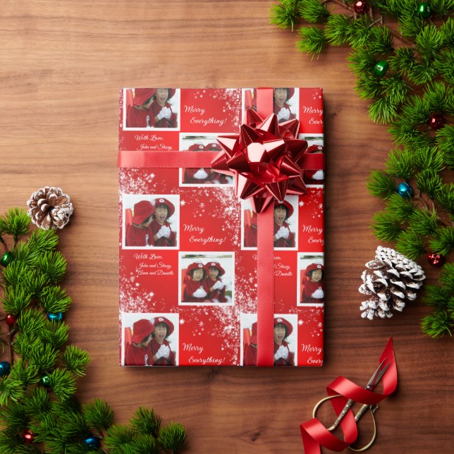 Merry Everything! - 2 Photos Personalised Wrapping Paper (Holiday Gift)